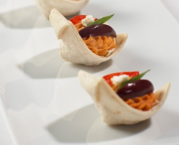 Roasted Red Pepper Hummus Swans 