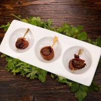 Bacon Wrapped Short Rib Skewer